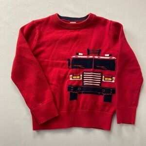 Baby Gap Boys Red Fire Truck Knit Sweater Pullover Toddler Kids Size 5 Years